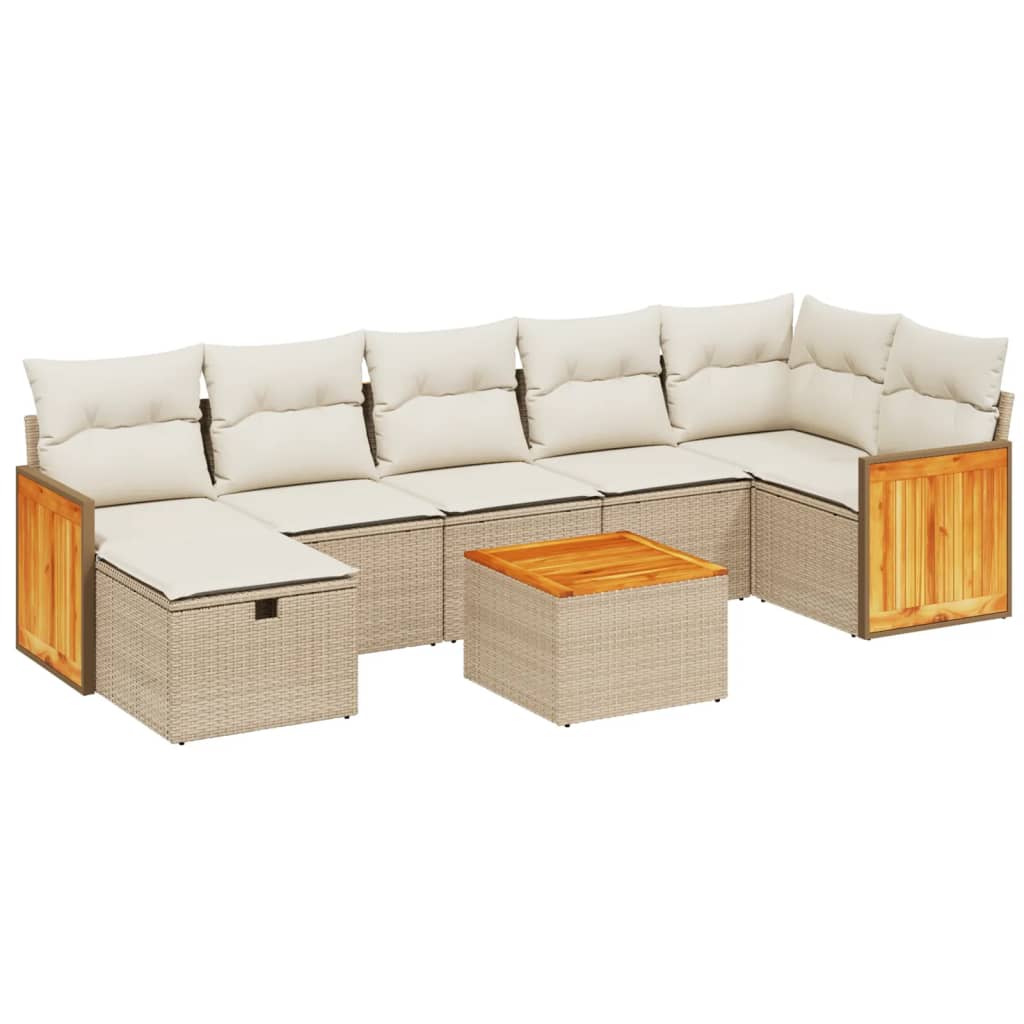 Thumbnail - vidaXL 8-tlg. Garten-Sofagarnitur mit Kissen Beige Poly Rattan