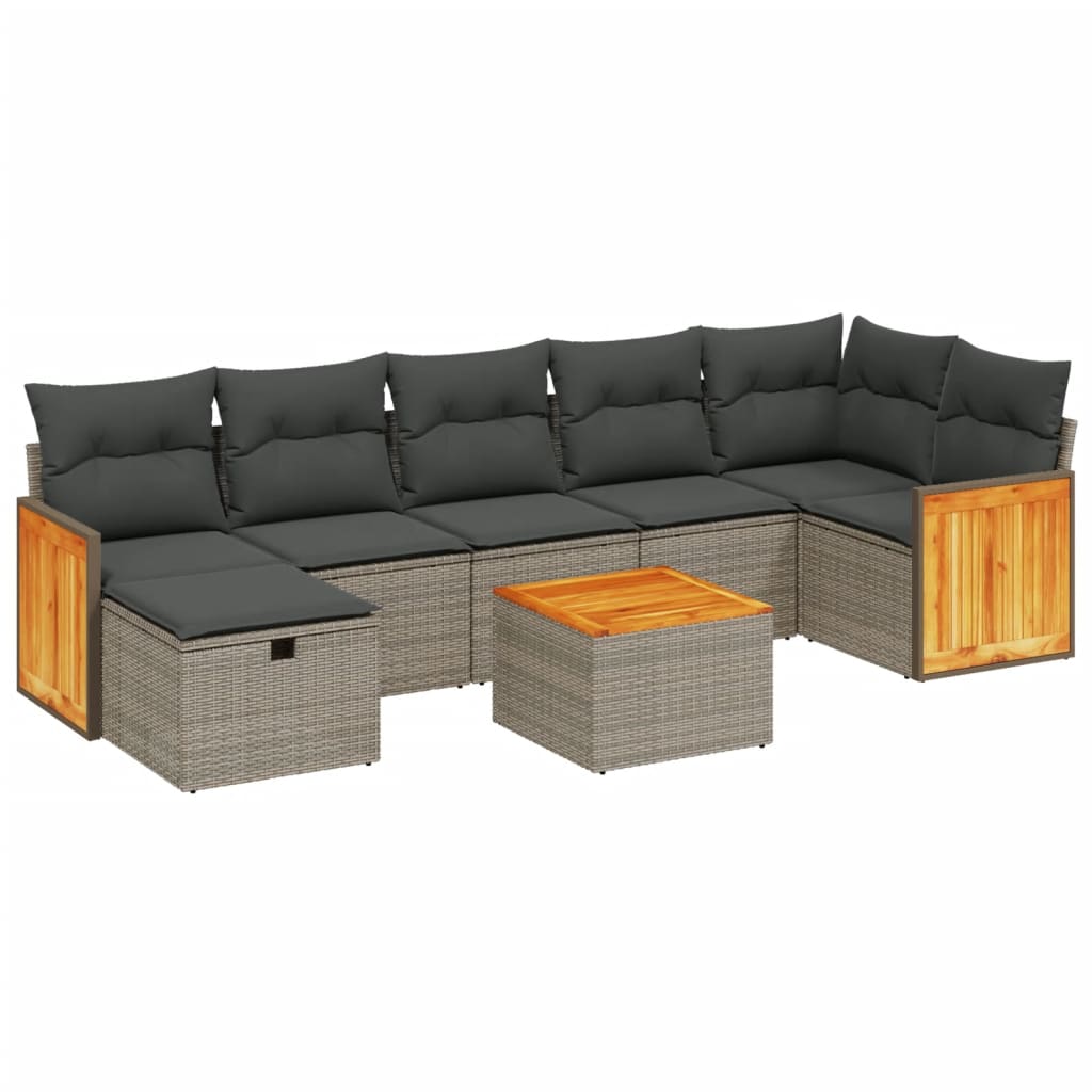 Thumbnail - vidaXL 8-tlg. Garten-Sofagarnitur mit Kissen Grau Poly Rattan