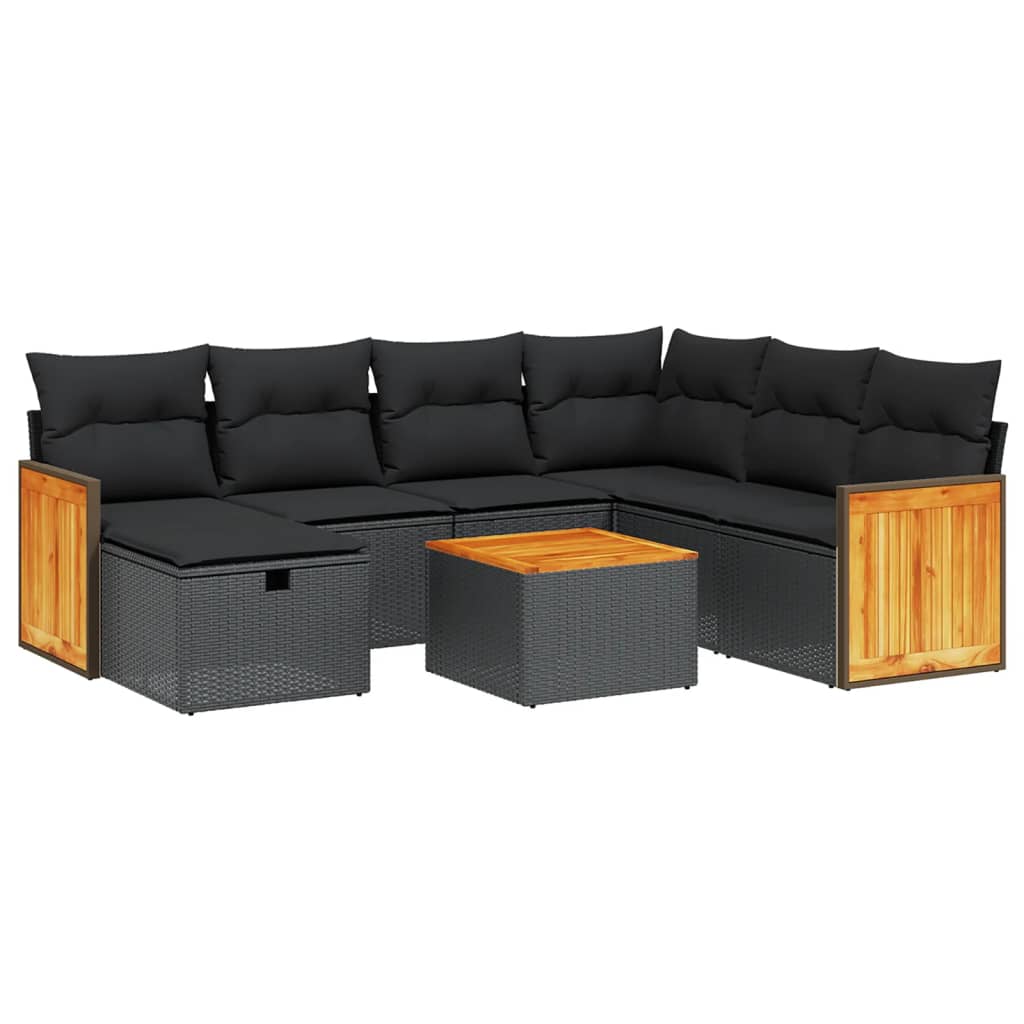 Thumbnail - vidaXL 8-tlg. Garten-Sofagarnitur mit Kissen Schwarz Poly Rattan
