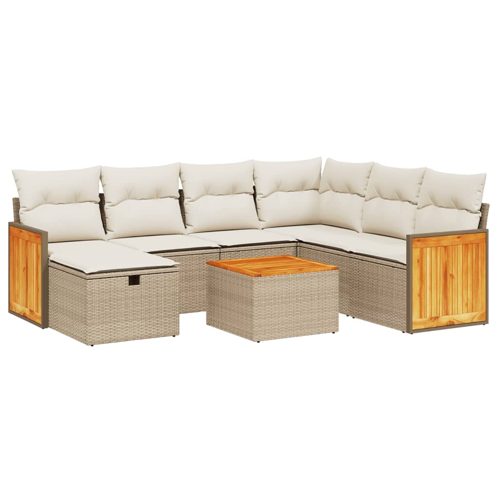 Thumbnail - vidaXL 8-tlg. Garten-Sofagarnitur mit Kissen Beige Poly Rattan