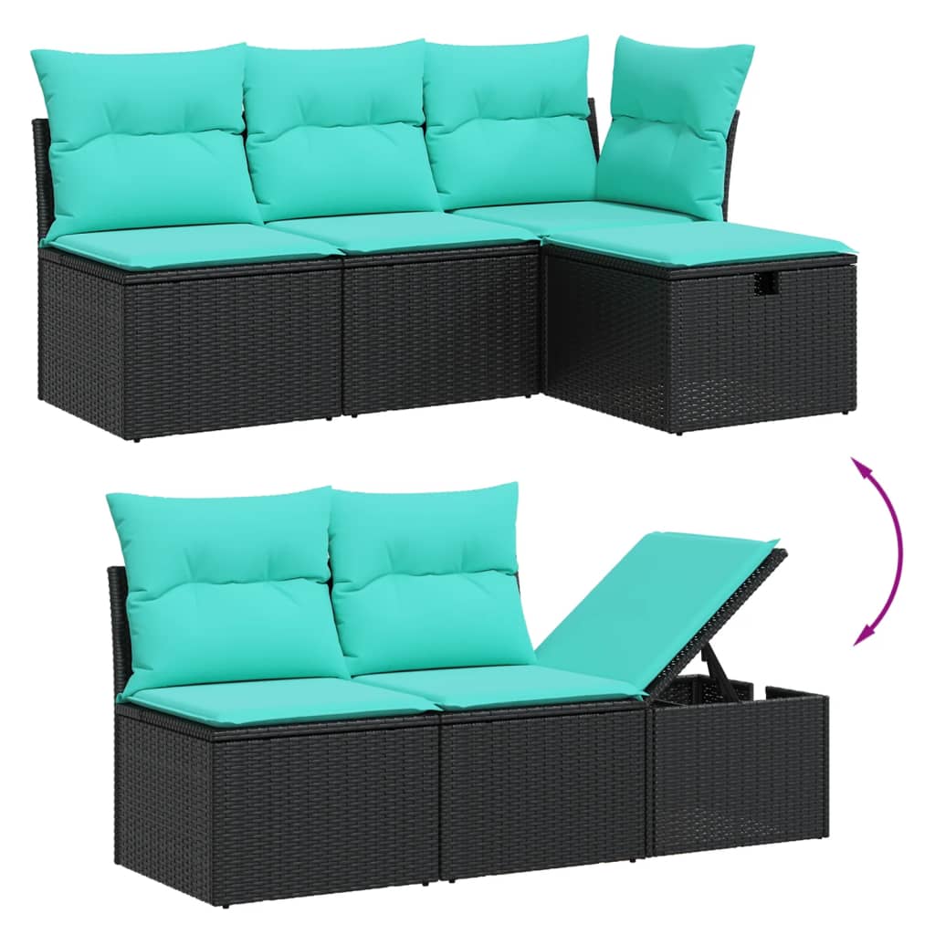 Vidaxl 10 Piece Patio Sofa Set With Cushions Black Poly Rattan