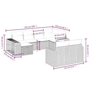 Vrtna sedežna garnitura 10-delna z blazinami bež poli ratan - slika 4