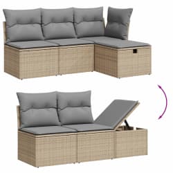 vidaXL Soffgrupp f&ouml;r tr&auml;dg&aring;rd med dynor 10 delar beige konstrotting