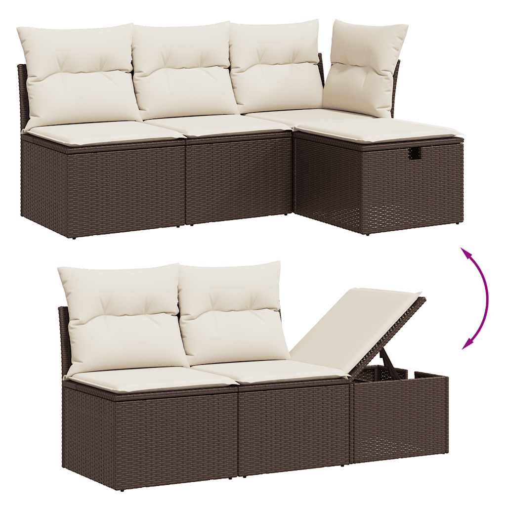 vidaXL 11-delige Loungeset met kussens poly rattan bruin