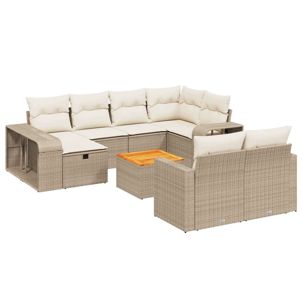 Thumbnail - vidaXL 11-tlg. Garten-Sofagarnitur mit Kissen Beige Poly Rattan