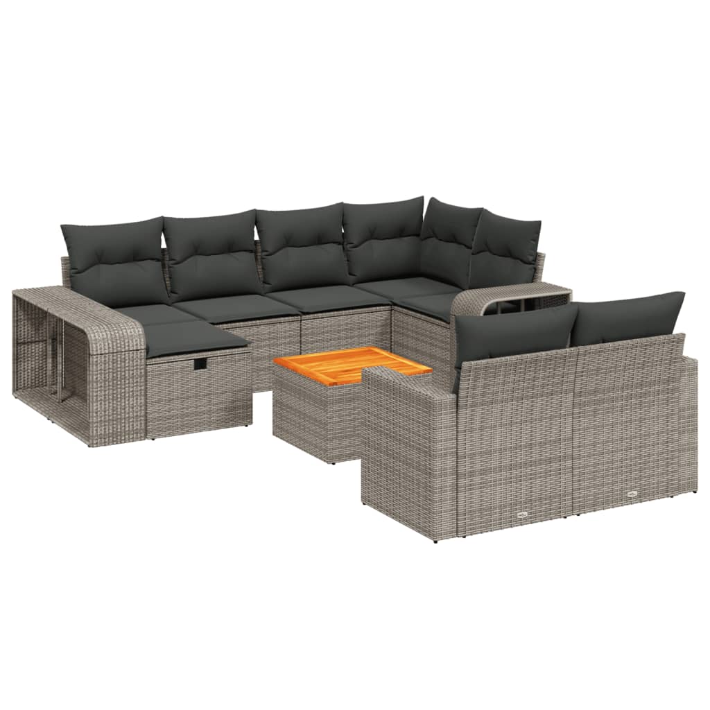 Thumbnail - vidaXL 11-tlg. Garten-Sofagarnitur mit Kissen Grau Poly Rattan