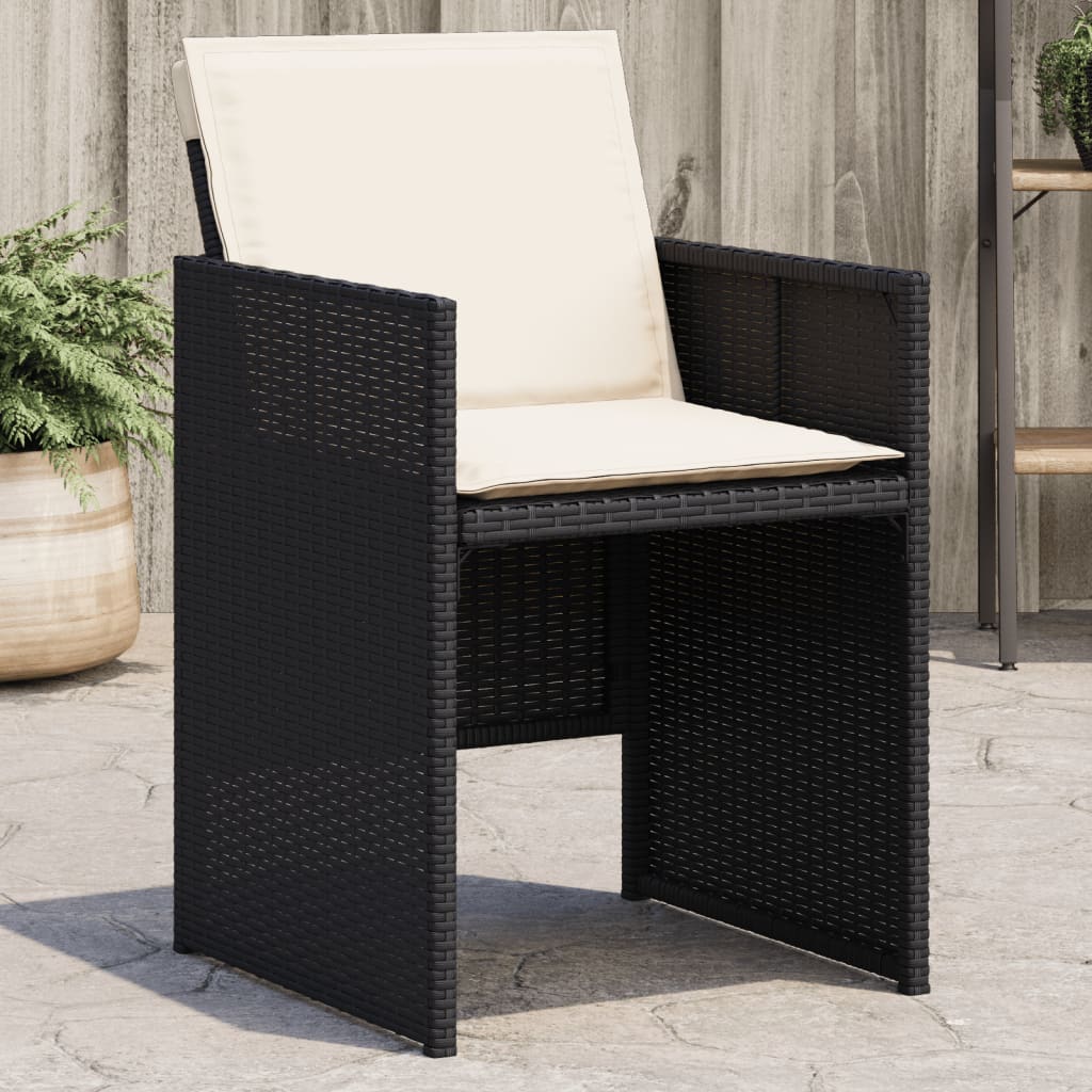 Zahradní židle s poduškami 4 ks černé polyratan