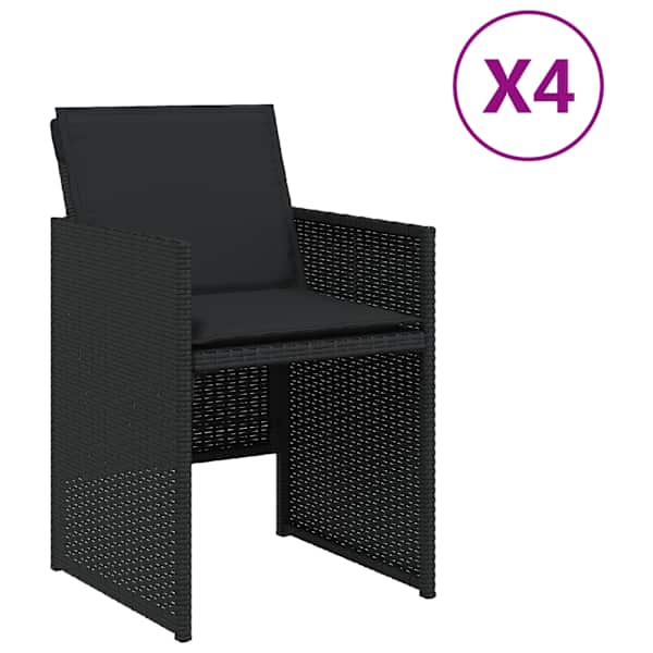 vidaXL aiatoolid patjadega 4 tk, must, pol&uuml;rotang