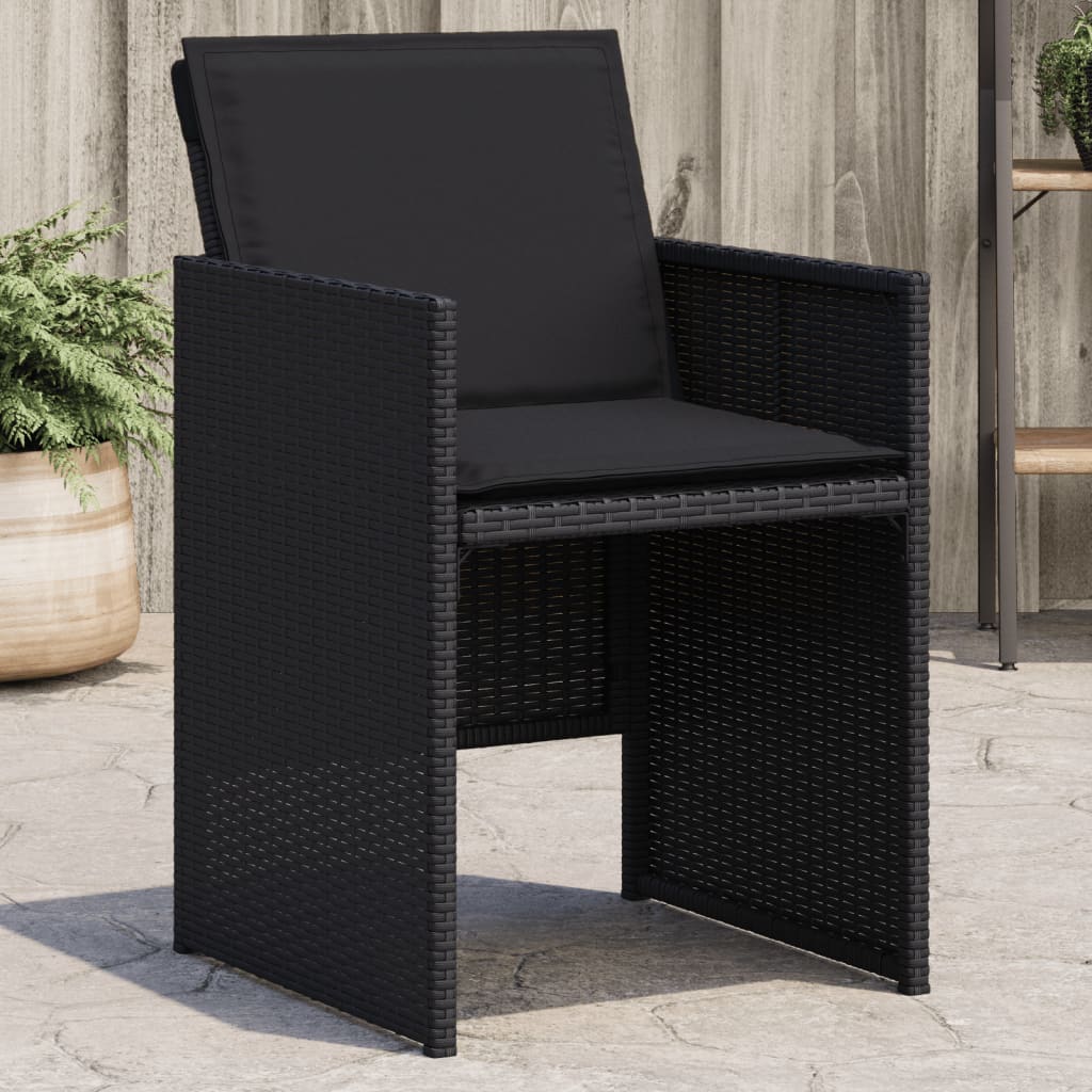 Zahradní židle s poduškami 4 ks černé polyratan