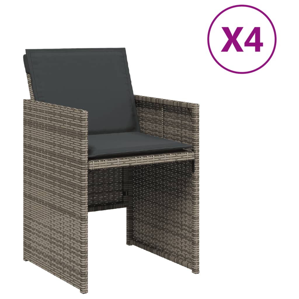 vidaXL Scaune de grădină cu perne, 4 buc., gri, poliratan