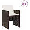 vidaXL aiatoolid koos istmepatjadega 4 tk, pruun, pol&uuml;rotang