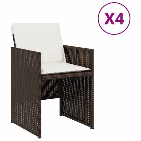 vidaXL aiatoolid koos istmepatjadega 4 tk, pruun, pol&uuml;rotang
