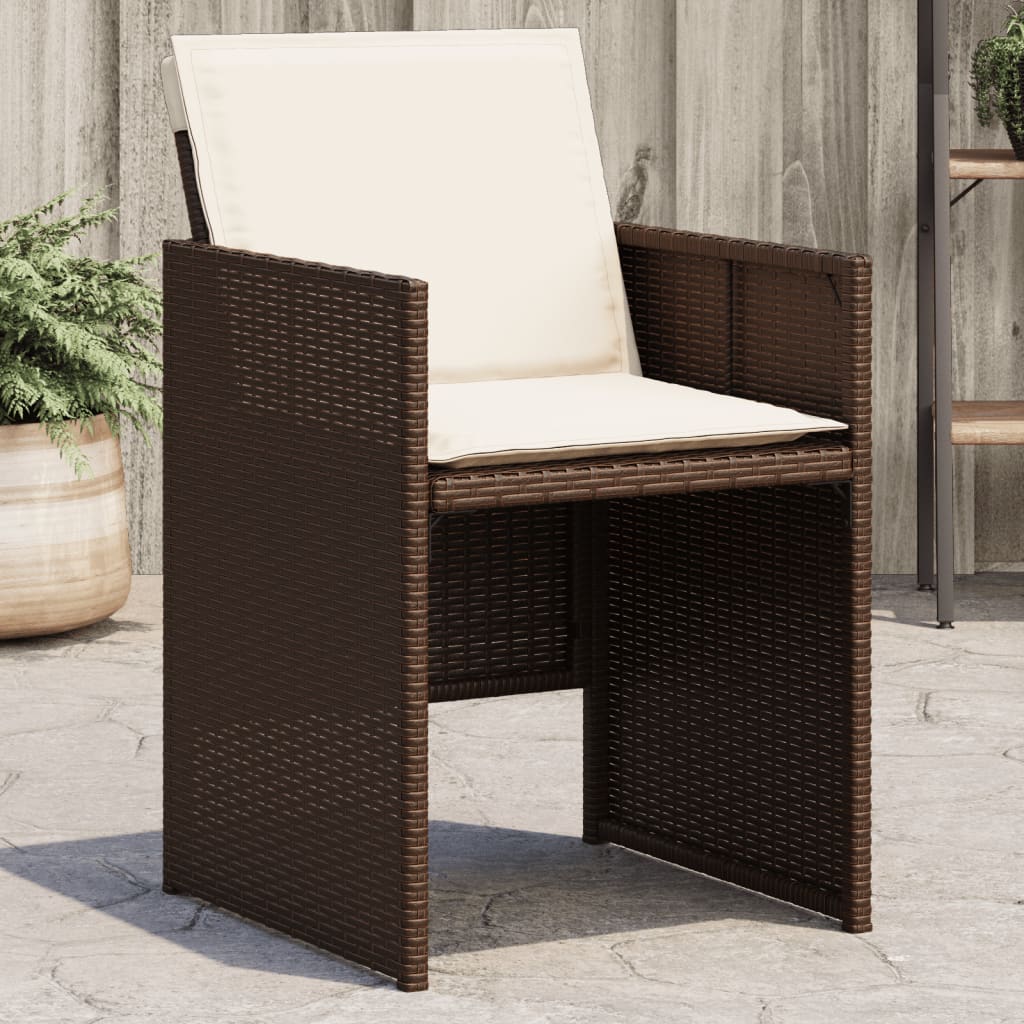 vidaXL Gartenstühle mit Kissen 4 Stk. Braun Poly Rattan