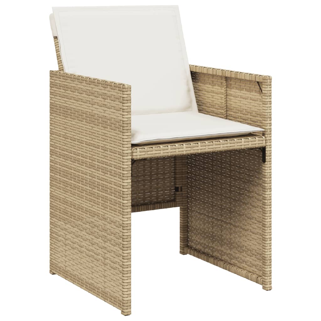 vidaXL Tuinstoelen 4 st met kussens poly rattan beige afbeelding