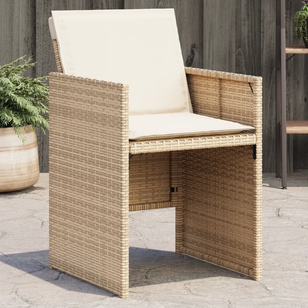 vidaXL Gartenstühle mit Kissen 4 Stk. Beige Poly Rattan