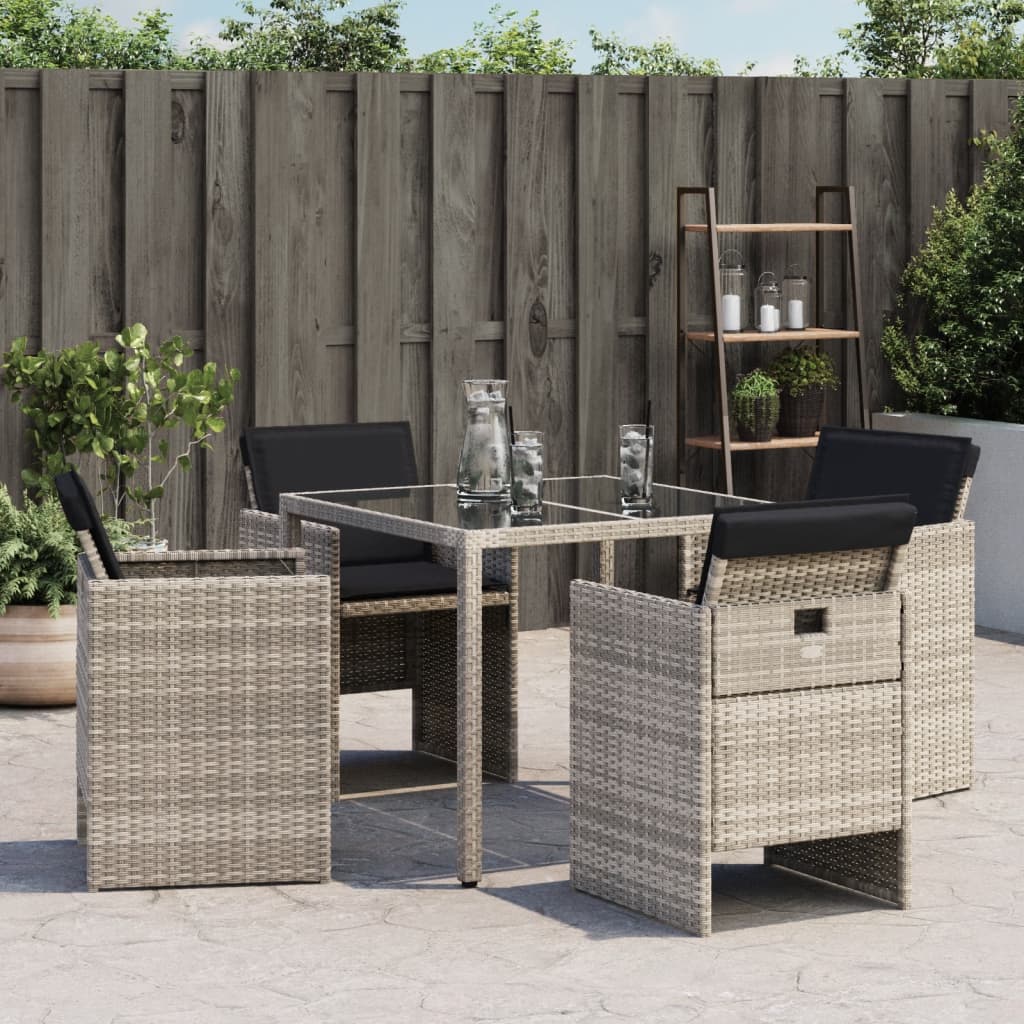 vidaXL Tuinstoelen 4 st met kussens poly rattan lichtgrijs grijs, foto 2