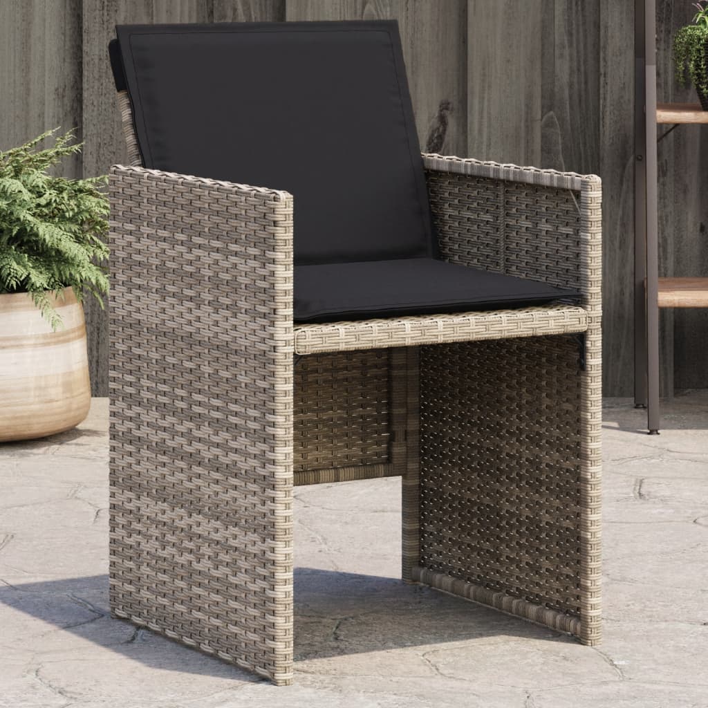 vidaXL Gartenstühle mit Kissen 4 Stk. Hellgrau Poly Rattan