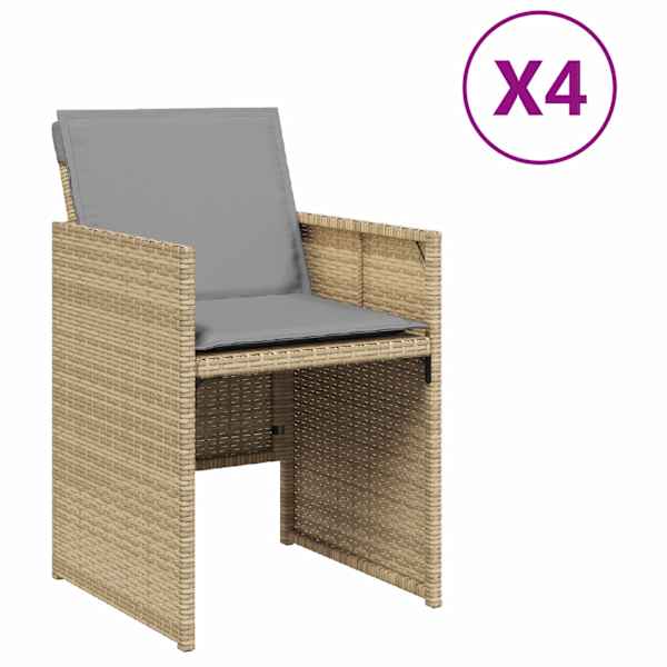 vidaXL aiatoolid patjadega 4 tk, beežid toonid, pol&uuml;rotang