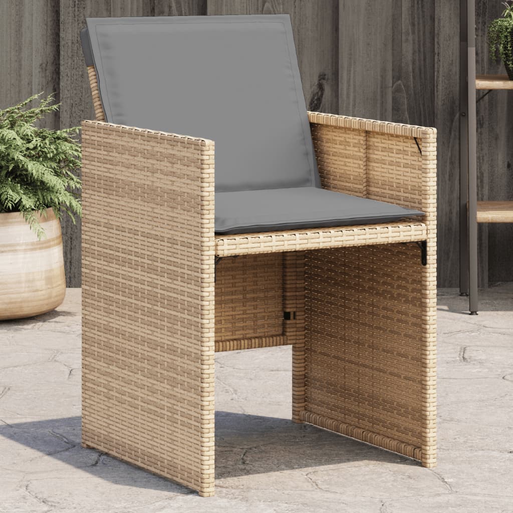 vidaXL Gartenstühle mit Kissen 4 Stk. Beigemischung Poly Rattan