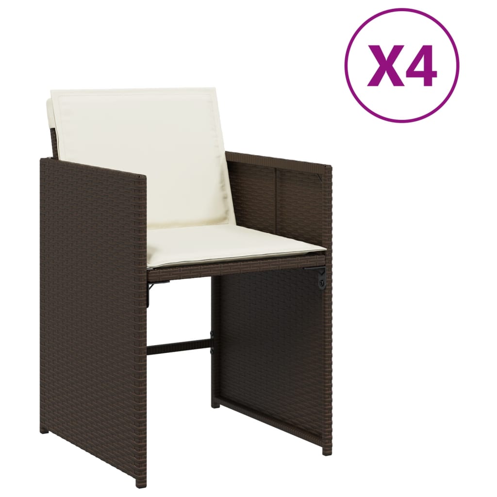 vidaXL Scaune de grădină cu perne, 4 buc., maro, poliratan