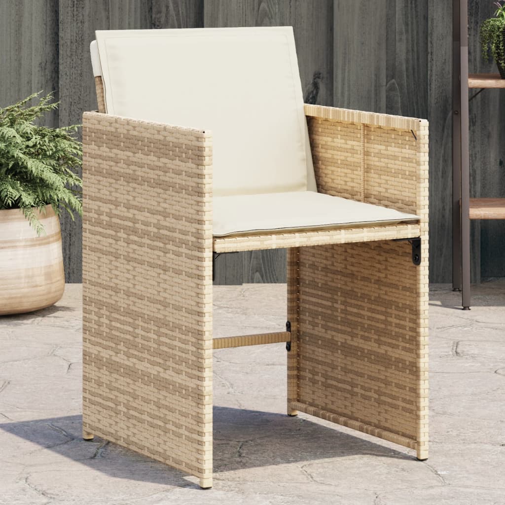 vidaXL Gartenstühle mit Kissen 4 Stk. Beige Poly Rattan