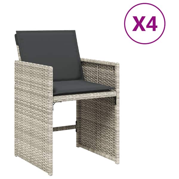 vidaXL aiatoolid patjadega 4 tk, helehall, pol&uuml;rotang