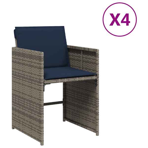vidaXL aiatoolid patjadega 4 tk, hall, pol&uuml;rotang