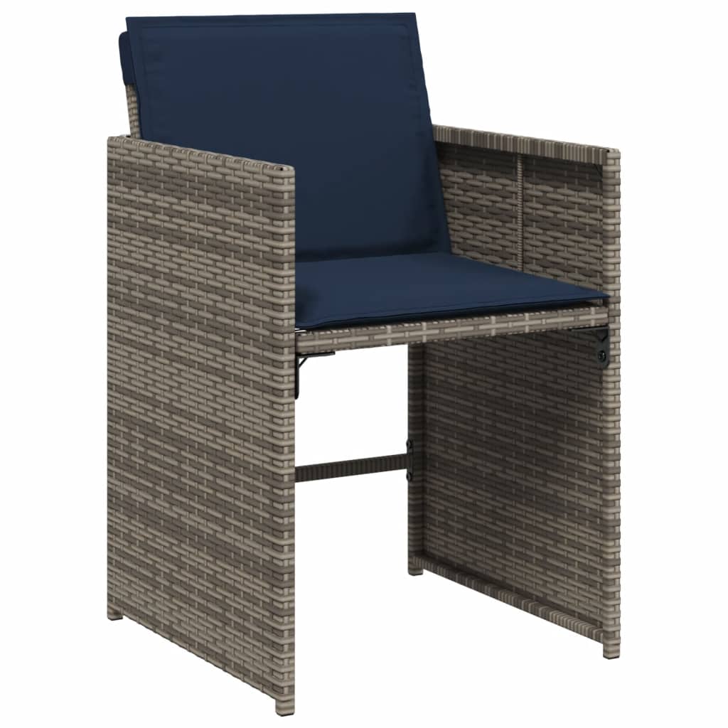 vidaXL Tuinstoelen 4 st met kussens poly rattan grijs