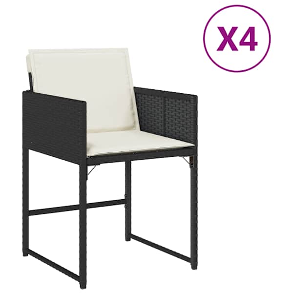 vidaXL aiatoolid patjadega 4 tk, must, pol&uuml;rotang