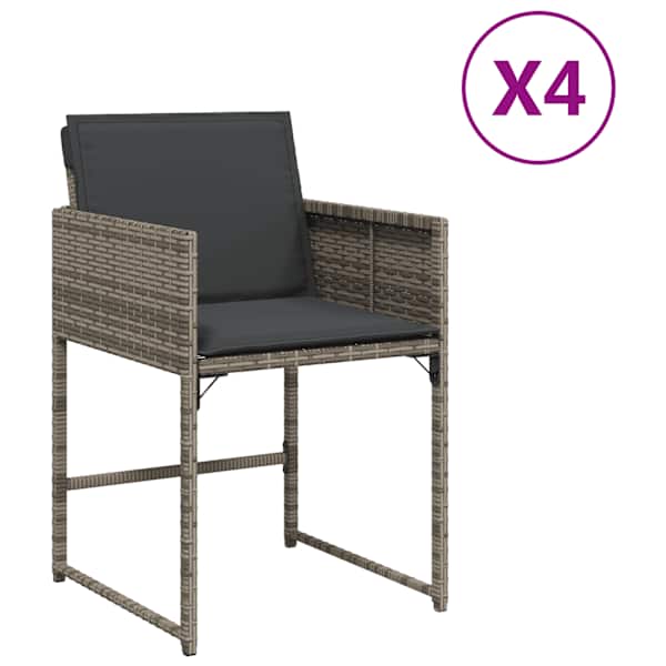 vidaXL aiatoolid patjadega 4 tk, hall, pol&uuml;rotang