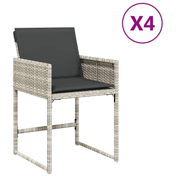 vidaXL aiatoolid patjadega 4 tk, helehall, pol&uuml;rotang