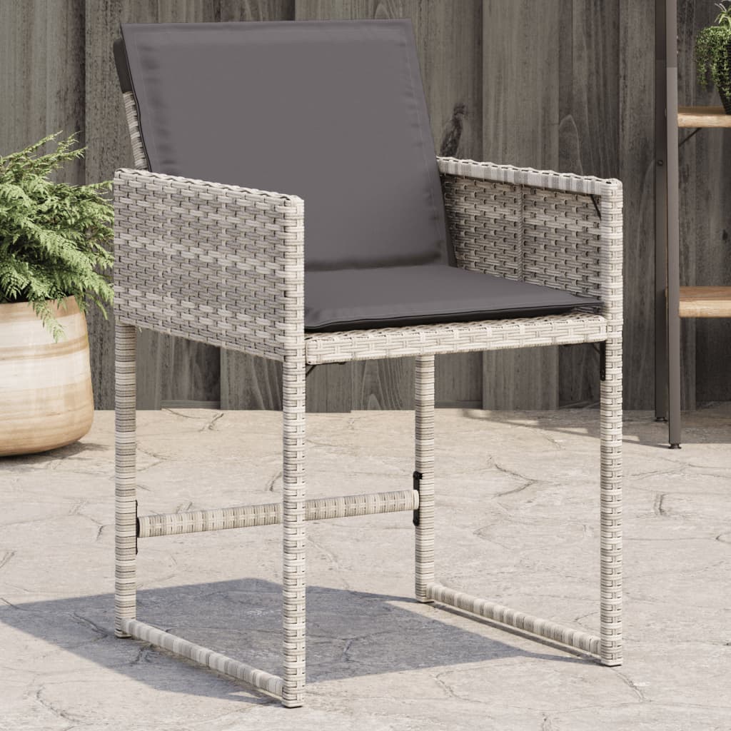 vidaXL Gartenstühle mit Kissen 4 Stk. Hellgrau Poly Rattan