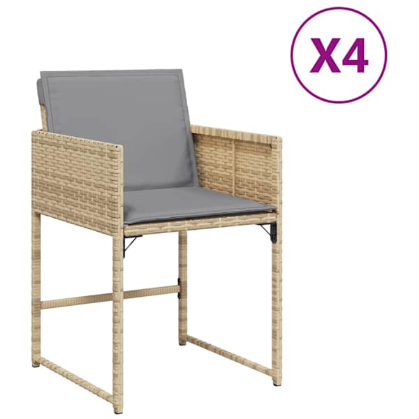 vidaXL aiatoolid patjadega 4 tk, beežid toonid, pol&uuml;rotang