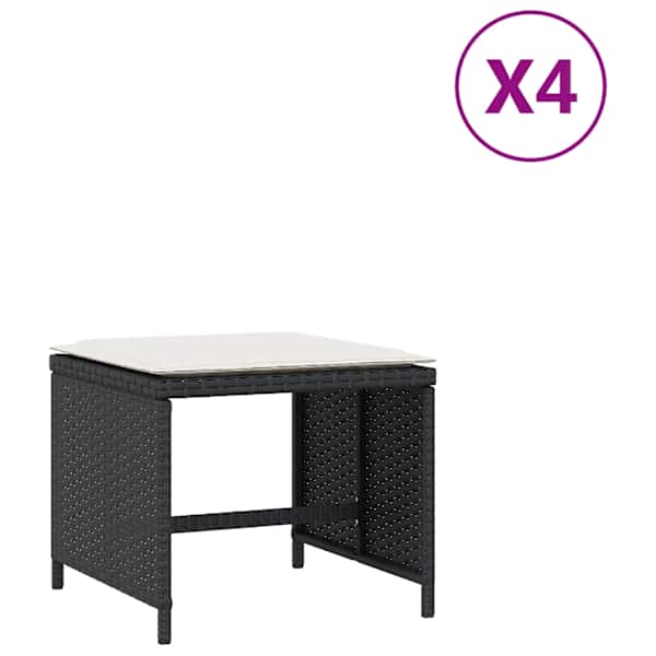 vidaXL aia jalatoed koos istmepatjadega 4 tk, must, pol&uuml;rotang