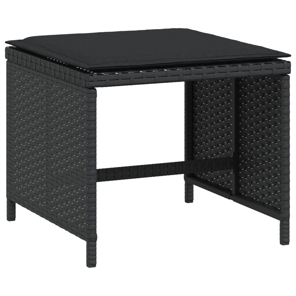 vidaXL 4 db fekete polyrattan kerti szék párnákkal 40 x 40 x 35 cm