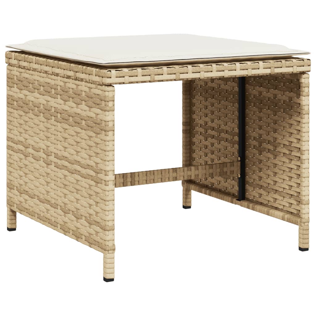 vidaXL 4 db bézs polyrattan kerti szék párnával 40x40x35 cm