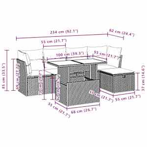 Vrtna sedežna garnitura 6-delna z blazinami črna poli ratan - slika 13