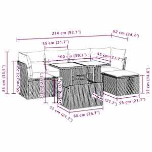 Vrtna sedežna garnitura 6-delna z blazinami siv poli ratan - slika 12