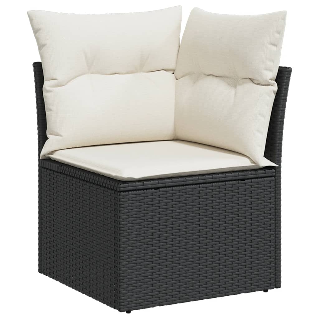 vidaXL 7-delige Loungeset met kussens poly rattan zwart afbeelding
