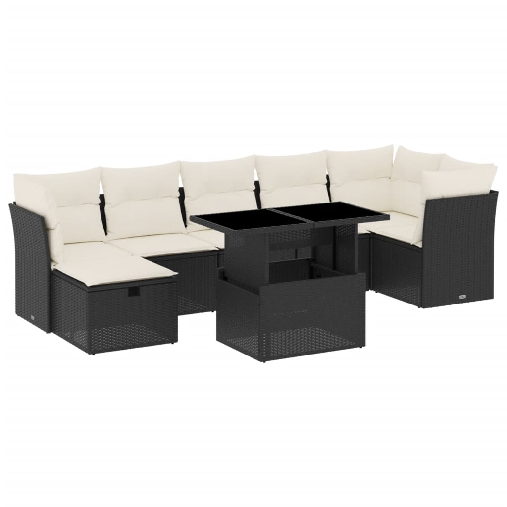 Thumbnail - vidaXL 8-tlg. Garten-Sofagarnitur mit Kissen Schwarz Poly Rattan
