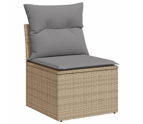 vidaXL Set canapele de grădină, 8 piese, cu perne, bej, poliratan