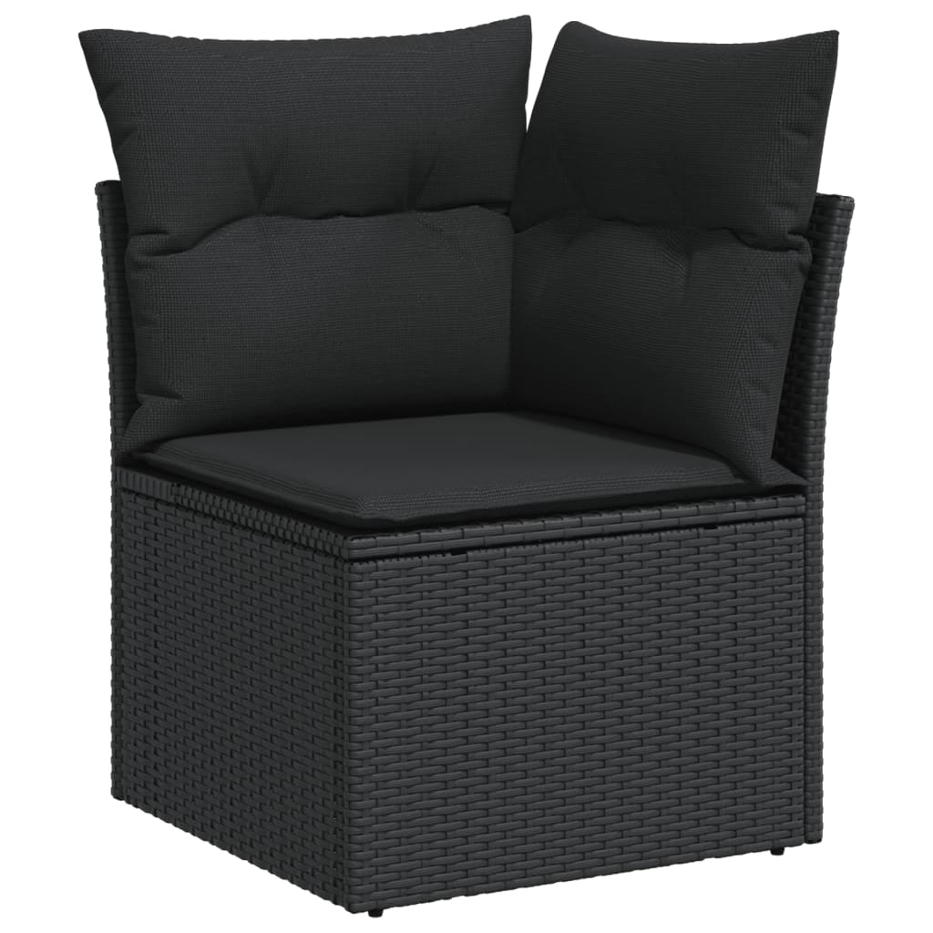 vidaXL 9-delige Loungeset met kussens poly rattan zwart afbeelding
