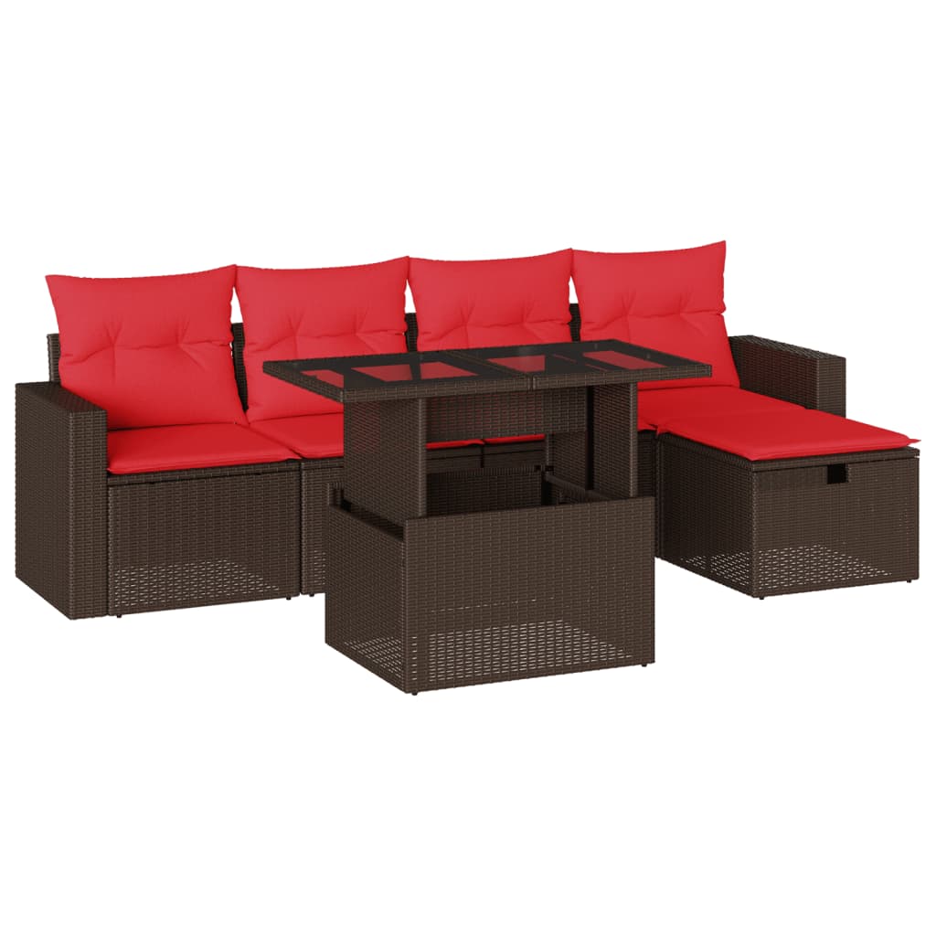 Thumbnail - vidaXL 6-teiliges Gartensofa-Set mit Kissen, braun, Polyrattan