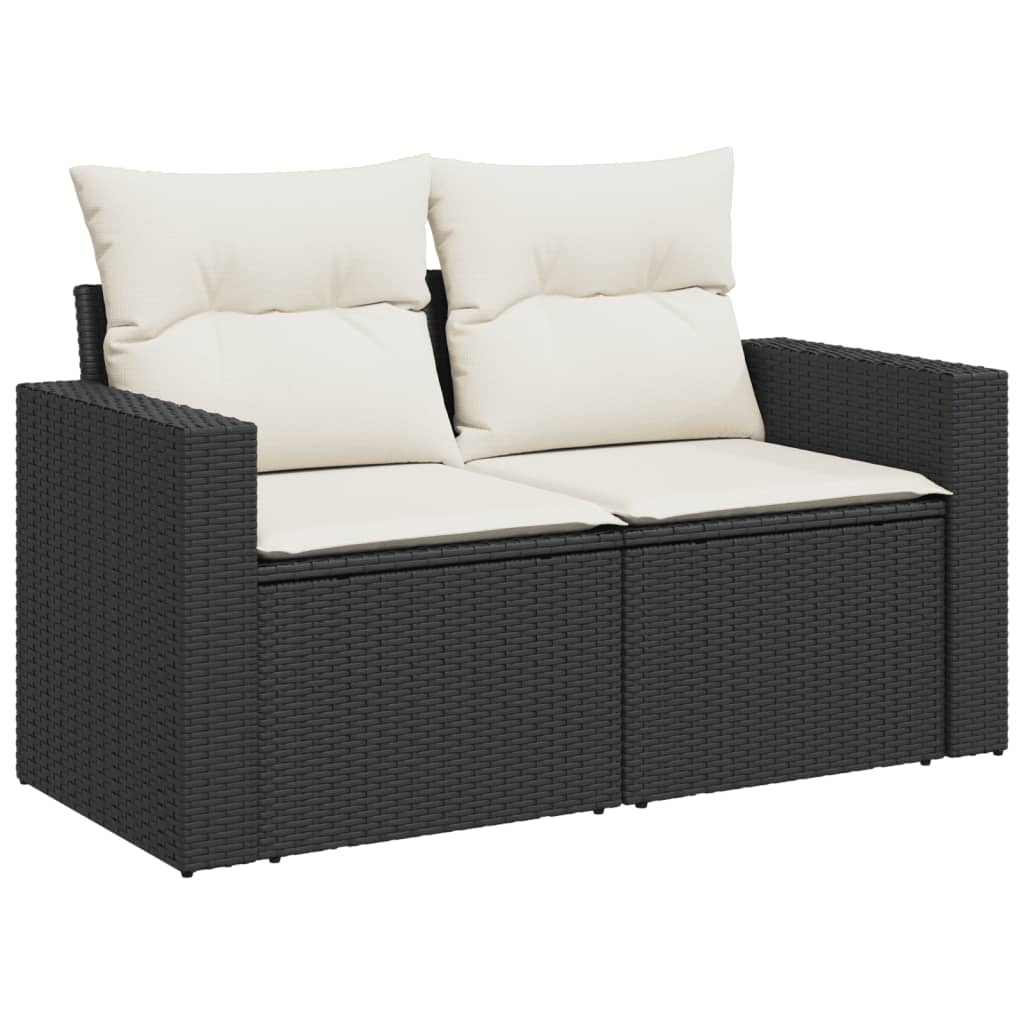 vidaXL 8-delige Loungeset met kussens poly rattan zwart afbeelding