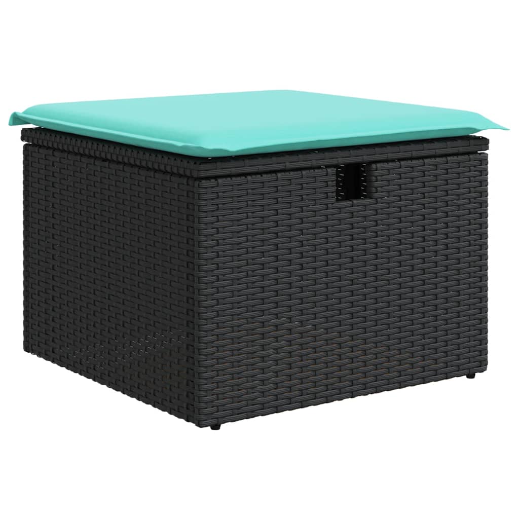 8-teiliges Gartensofa-Set mit Kissen, schwarzes Polyrattan – Ansicht 6
