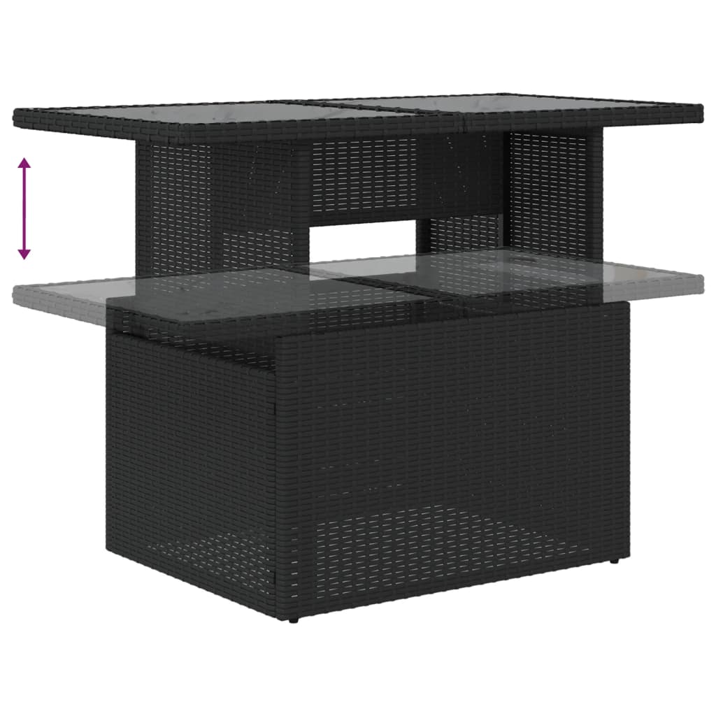 8-teiliges Gartensofa-Set mit Kissen, schwarzes Polyrattan – Ansicht 8