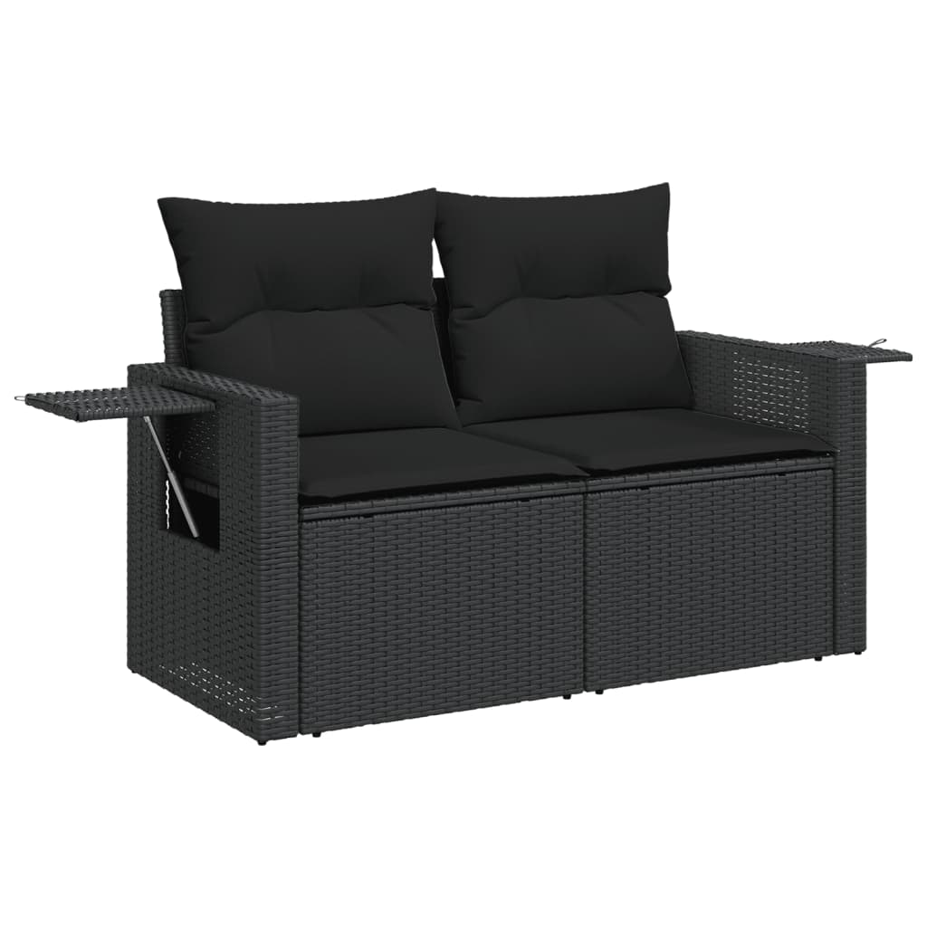 vidaXL 6-delige Loungeset met kussens poly rattan zwart afbeelding