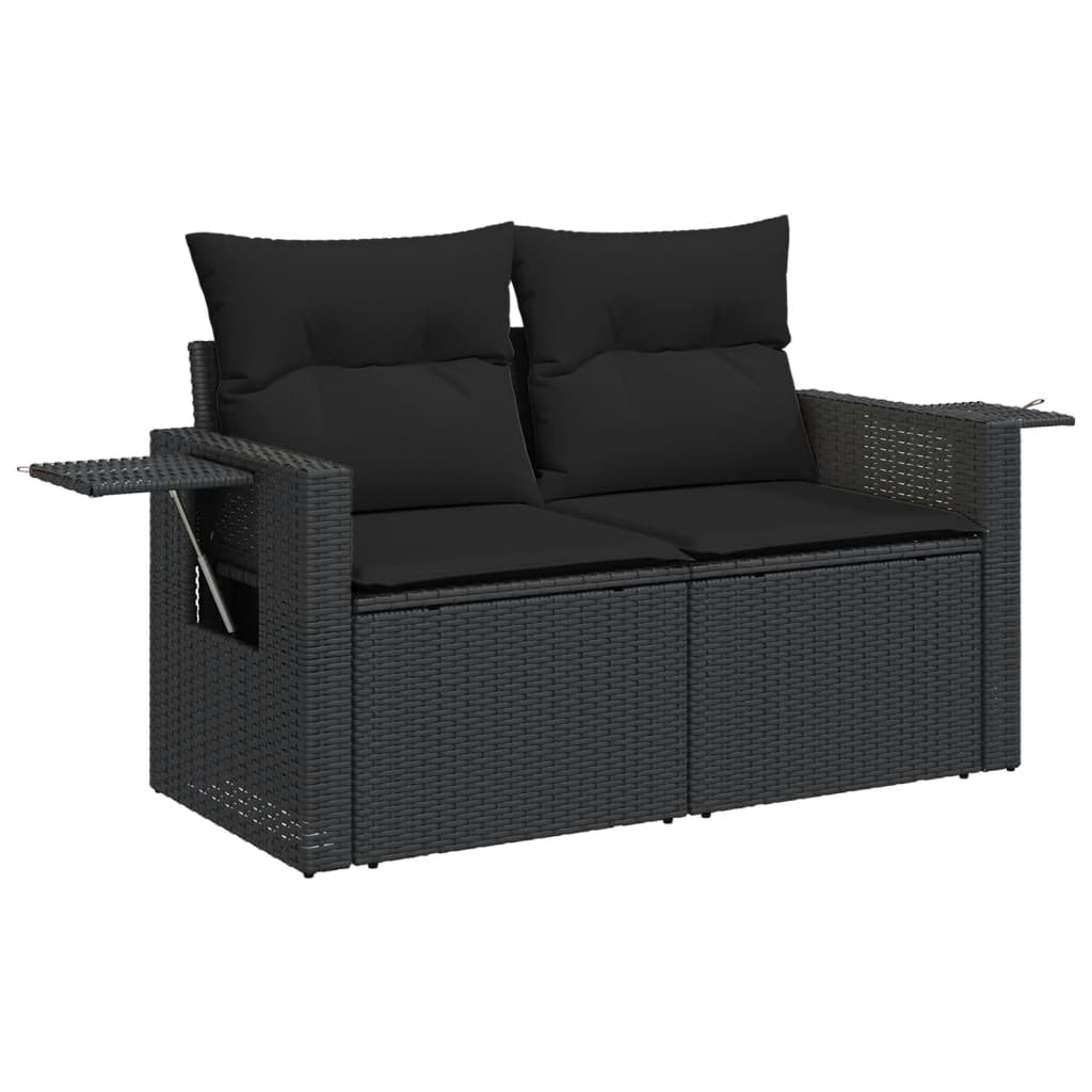 vidaXL 7-delige Loungeset met kussens poly rattan zwart afbeelding