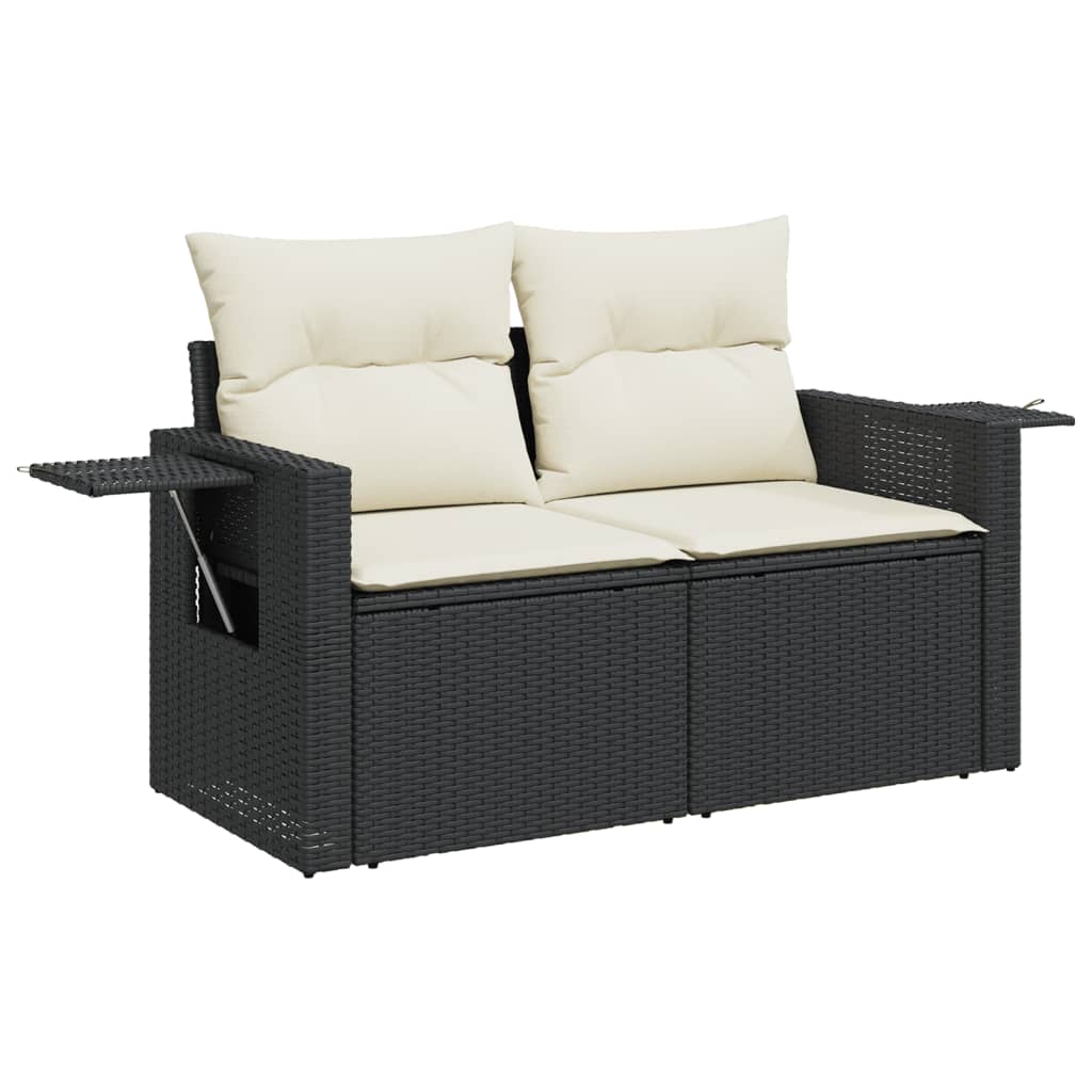 vidaXL 7-delige Loungeset met kussens poly rattan zwart afbeelding