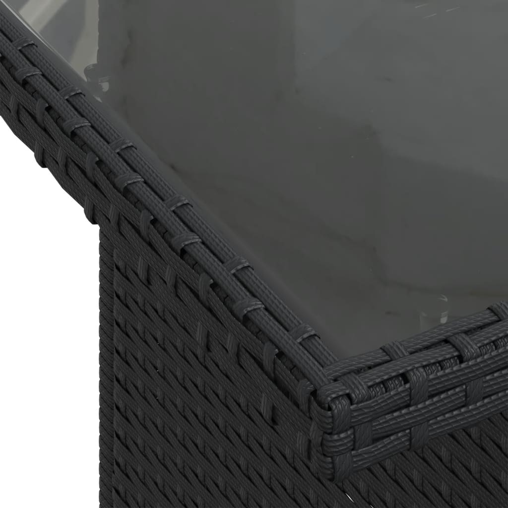 Zestaw wypoczynkowy rattan PE 7-elementowy, czarny, 110 kg, 62x62x69 cm